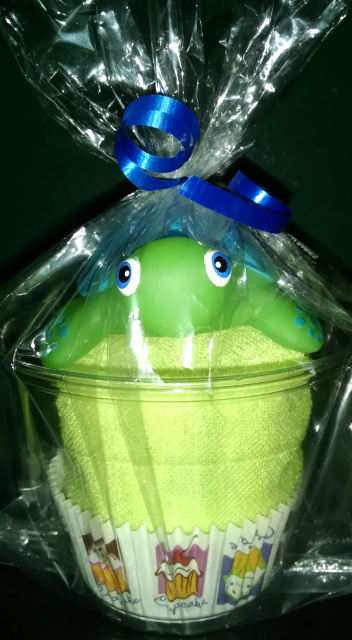 Green Turtle Diaper Cupcake